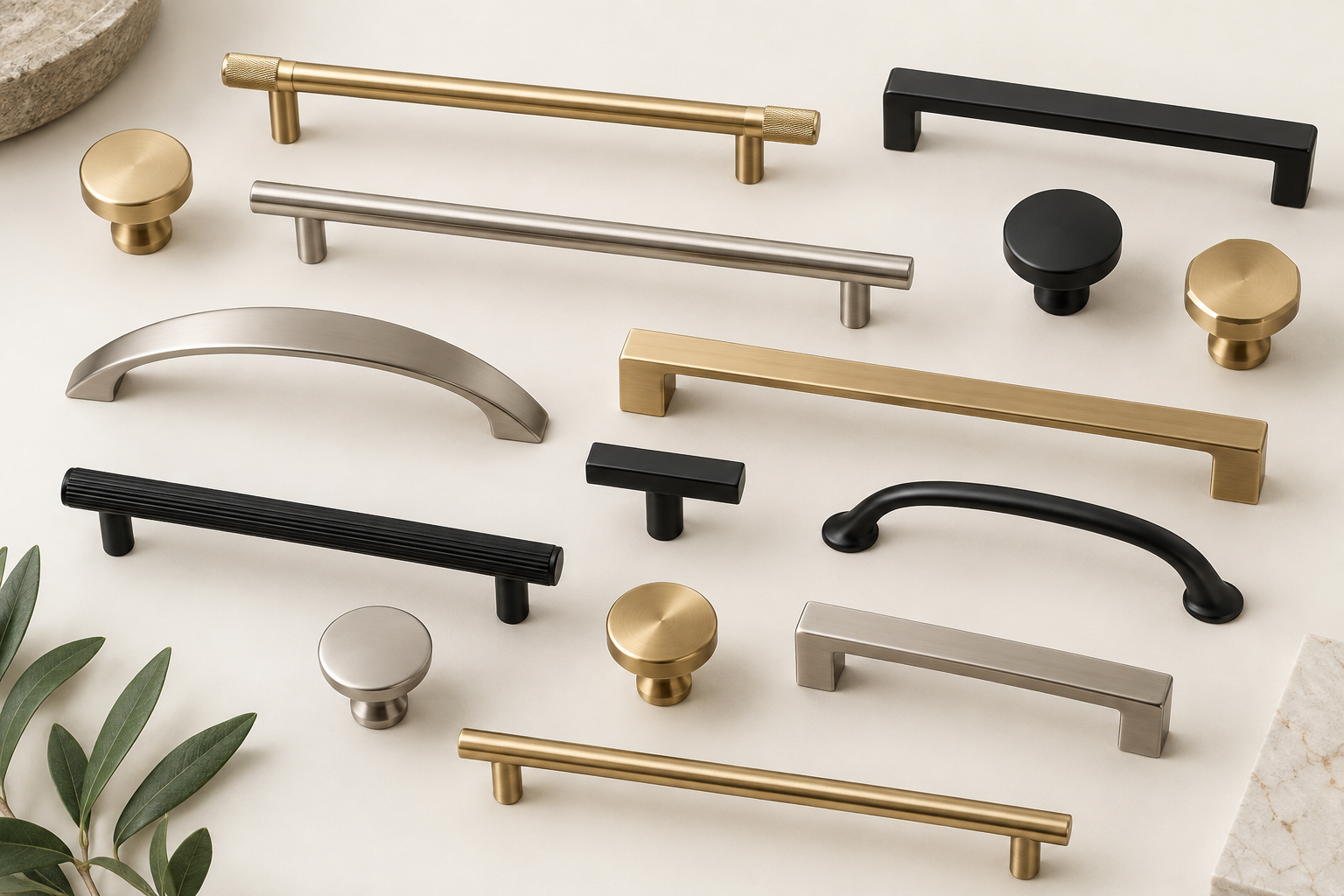 Selection of cabinet pulls and knobs